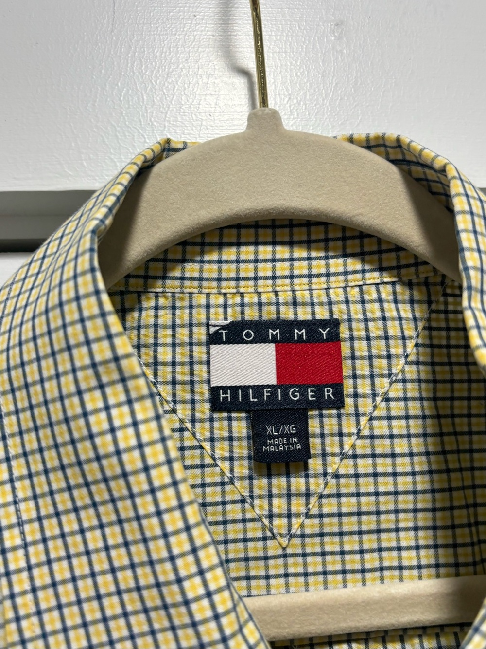 Tommy Hilfiger Yellow and Navy Windowpane Button-Down Shirt